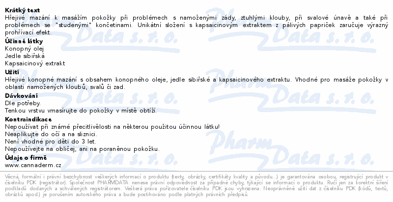 Cannaderm thermolka hřejivé mazání 200ml