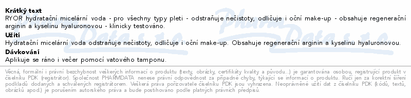 RYOR Hydratační micelární voda 150ml