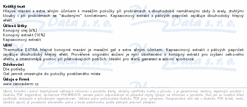 Cannaderm thermolka extra hřejivé mazání 150ml