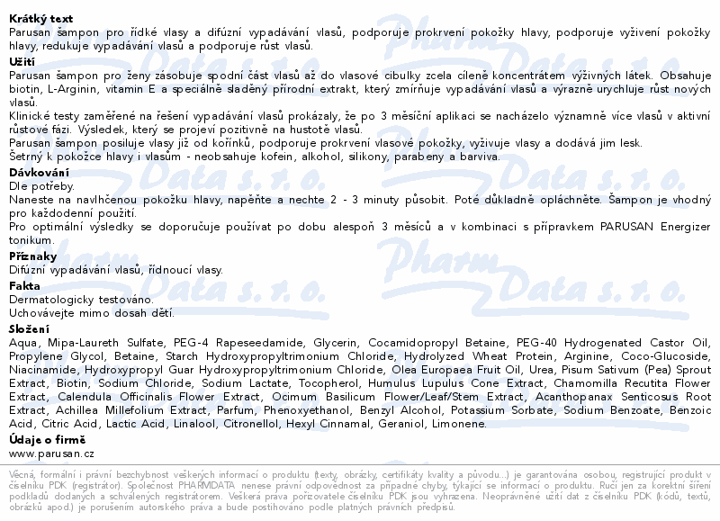 Parusan Stimulátor šampon pro ženy 200 ml