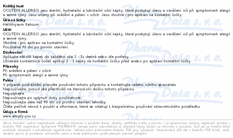 Ocutein Allergy DaVinci oční kapky 15ml