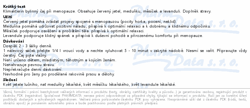 Klimakterin bylinný čaj při menopauze 20x1.5g