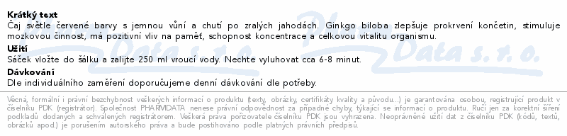 Čaj Biogena Fantastic Jahoda & Ginkgo 20x2g