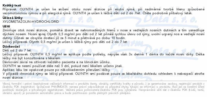OLYNTH 0,5MG/ML NOSNÍ SPREJ 10ML
