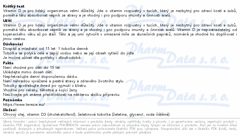 TEREZIA Vitamín D3 1000 IU tob.90