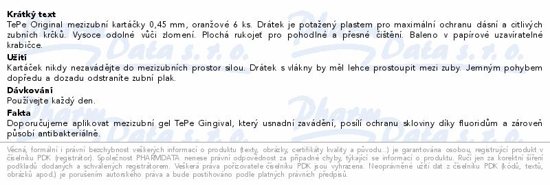 TEPE MEZIZ.KART.SIZE 1 ORANŽOVÉ PAP.KRABIČKA 6KS