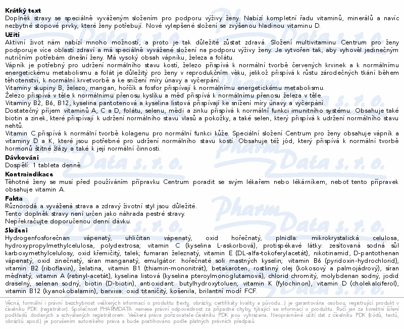 Multivitamin Centrum pro ženy 90tbl