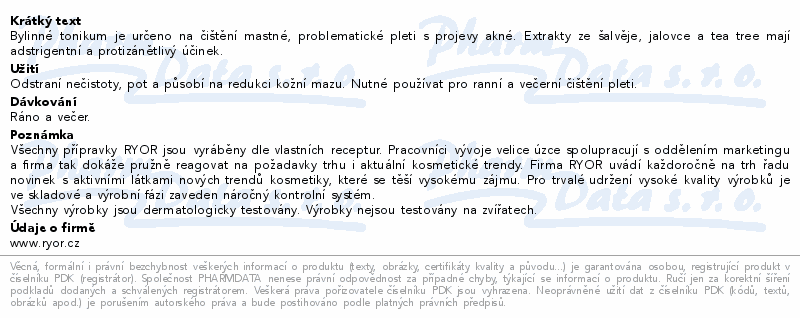 RYOR Aknestop bylin.tonikum na problem.pleť 200ml